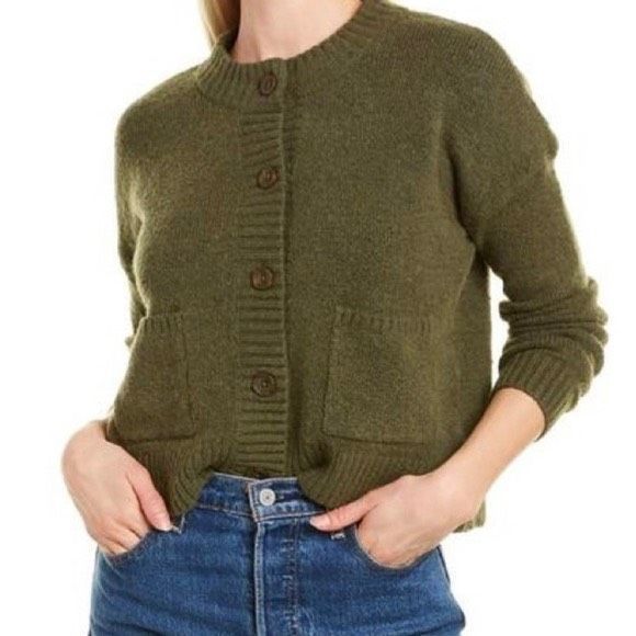 Madewell Sweaters - Madewell Colburne Cardigan Sweater Moth Olive Green #MA563 Size M Wool Blend